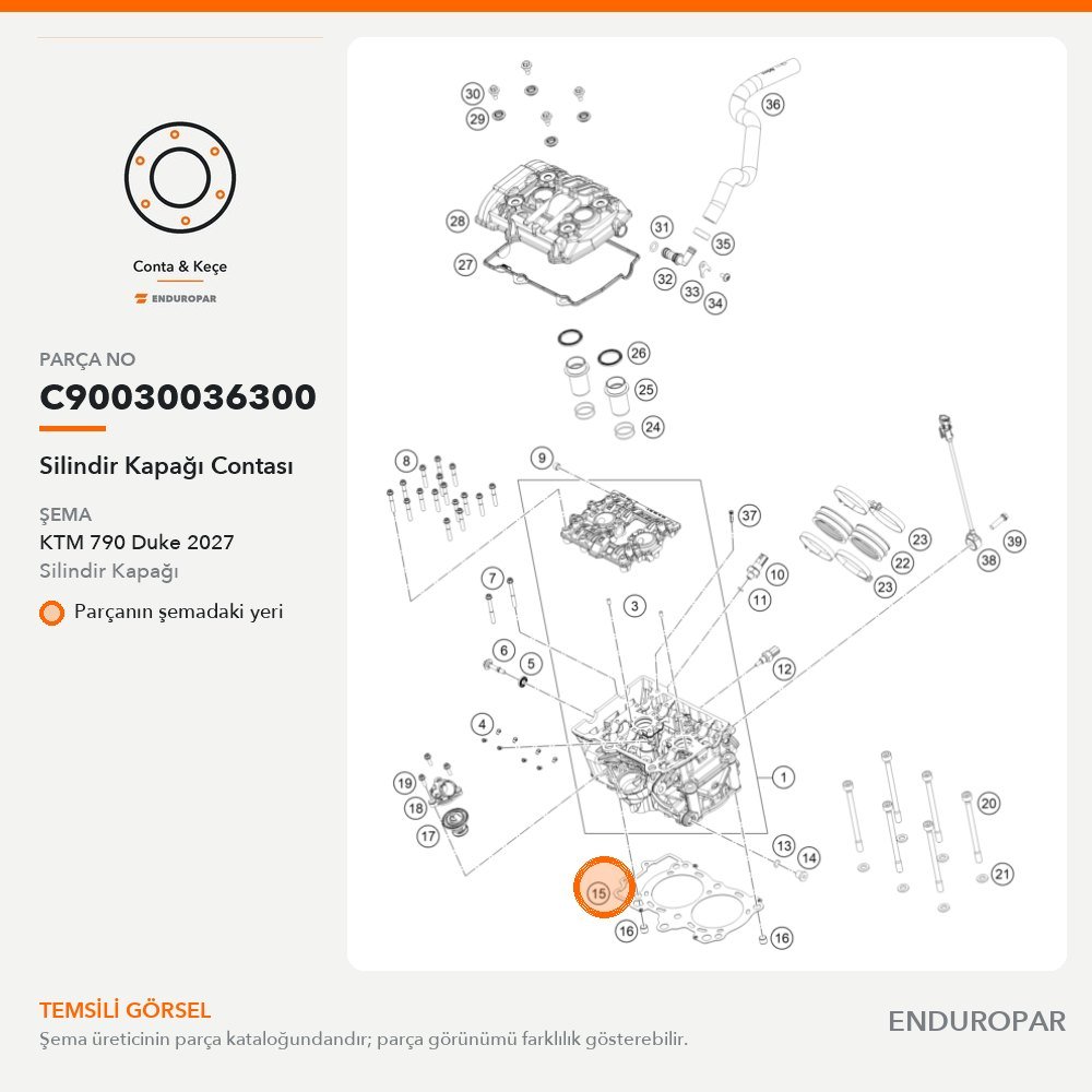 Silindir Kapağı Contası C90030036300 parça şeması