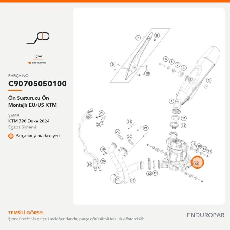 Ön Susturucu Ön Montajlı EU/US KTM C90705050100 parça şeması