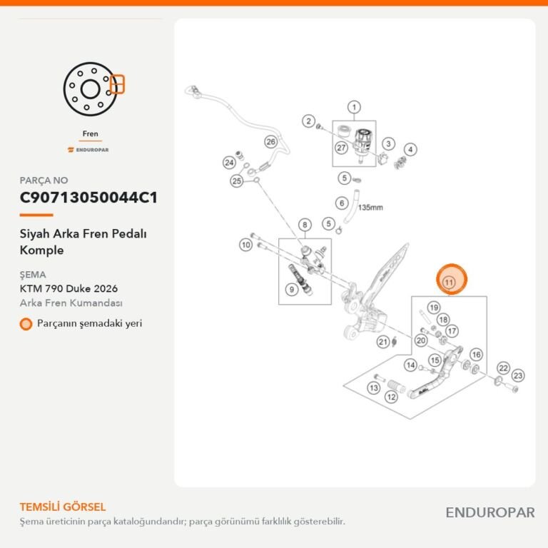Siyah Arka Fren Pedalı Komple C90713050044C1 parça şeması