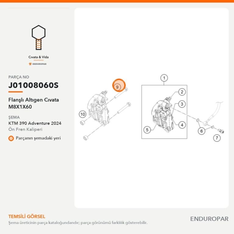 Flanşlı Altıgen Cıvata M8X1X60 J01008060S parça şeması