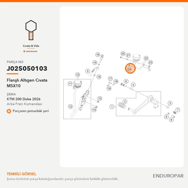 Flanşlı Altıgen Cıvata M5X10 J025050103 parça şeması