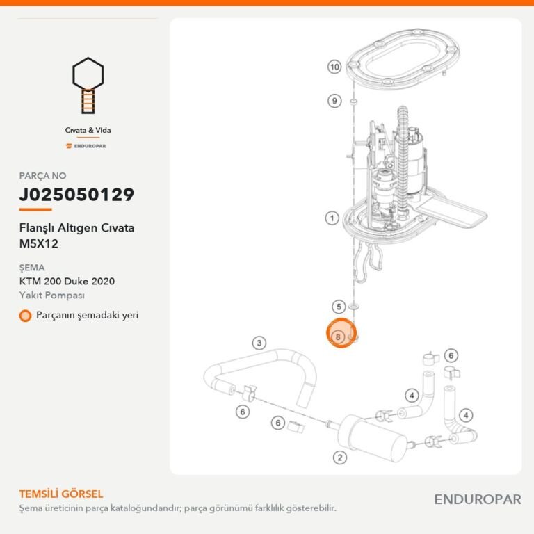 Flanşlı Altıgen Cıvata M5X12 J025050129 parça şeması