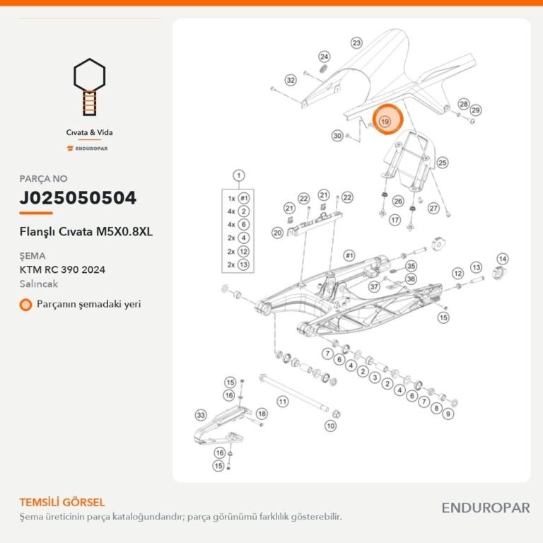 Flanşlı Cıvata M5X0.8XL J025050504 parça şeması