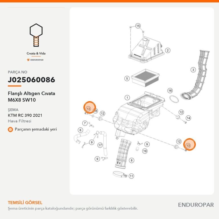 Flanşlı Altıgen Cıvata M6X8 SW10 J025060086 parça şeması