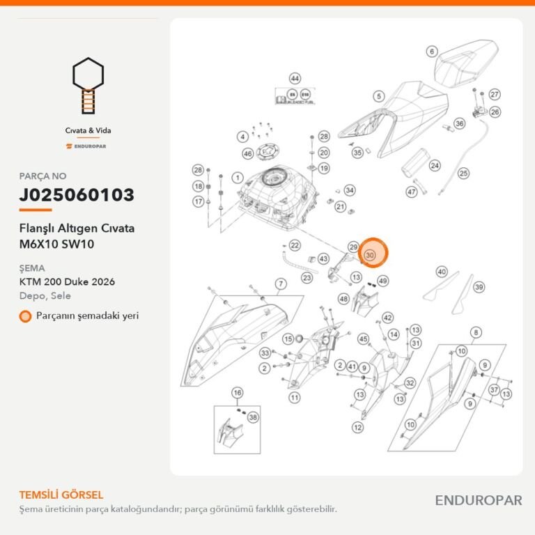 Flanşlı Altıgen Cıvata M6X10 SW10 J025060103 parça şeması