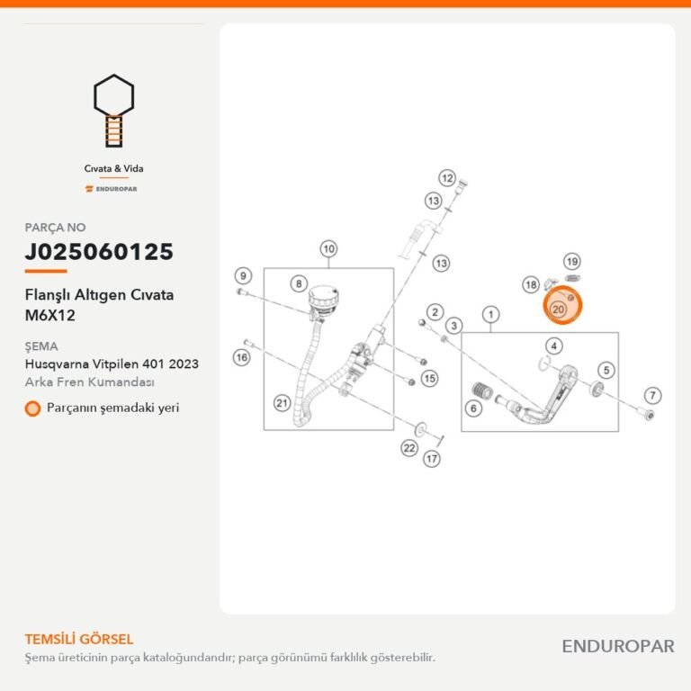 Flanşlı Altıgen Cıvata M6X12 J025060125 parça şeması