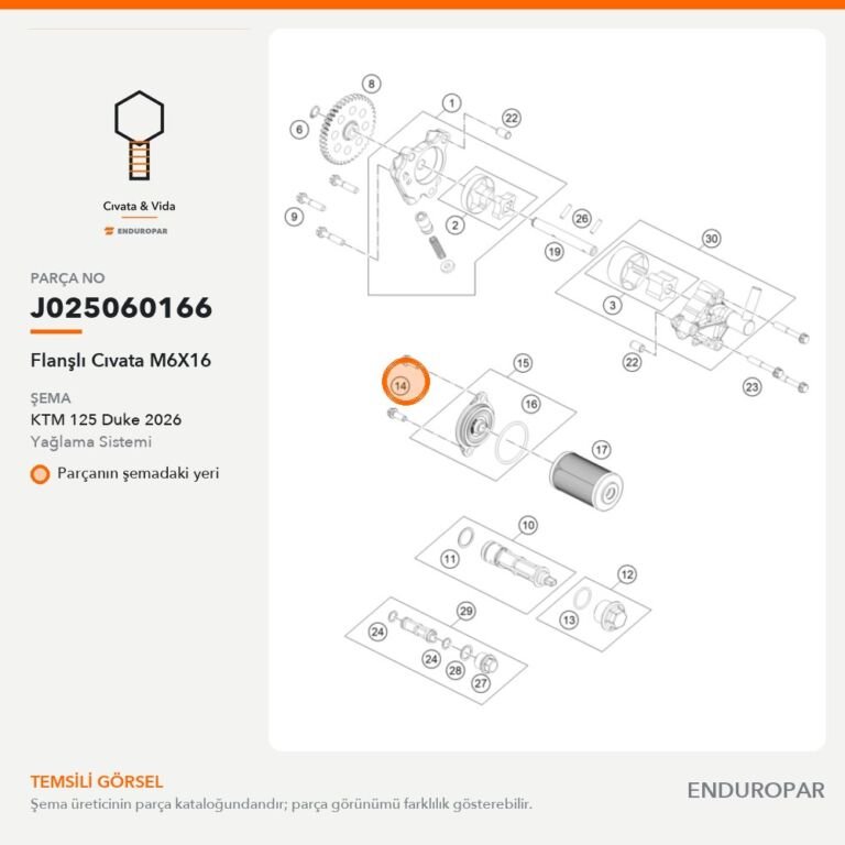 Flanşlı Cıvata M6X16 J025060166 parça şeması