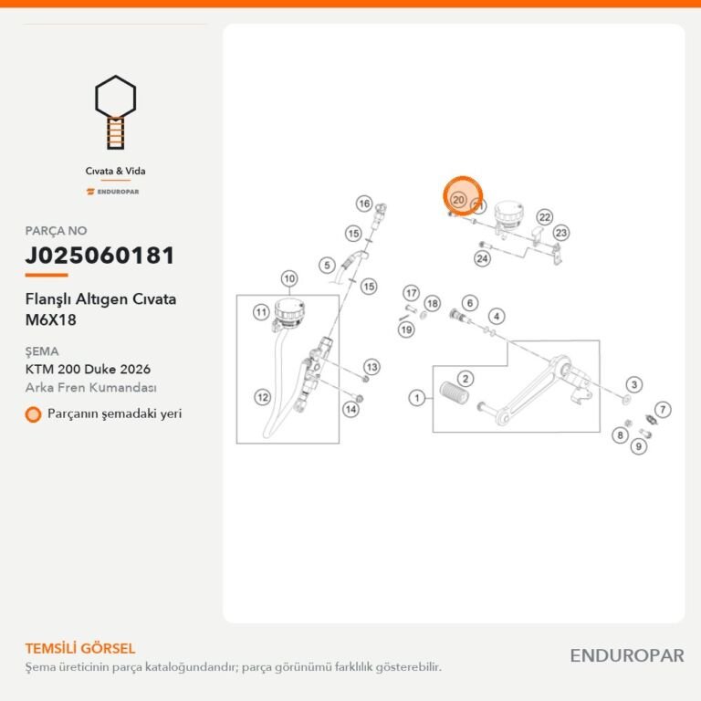 Flanşlı Altıgen Cıvata M6X18 J025060181 parça şeması