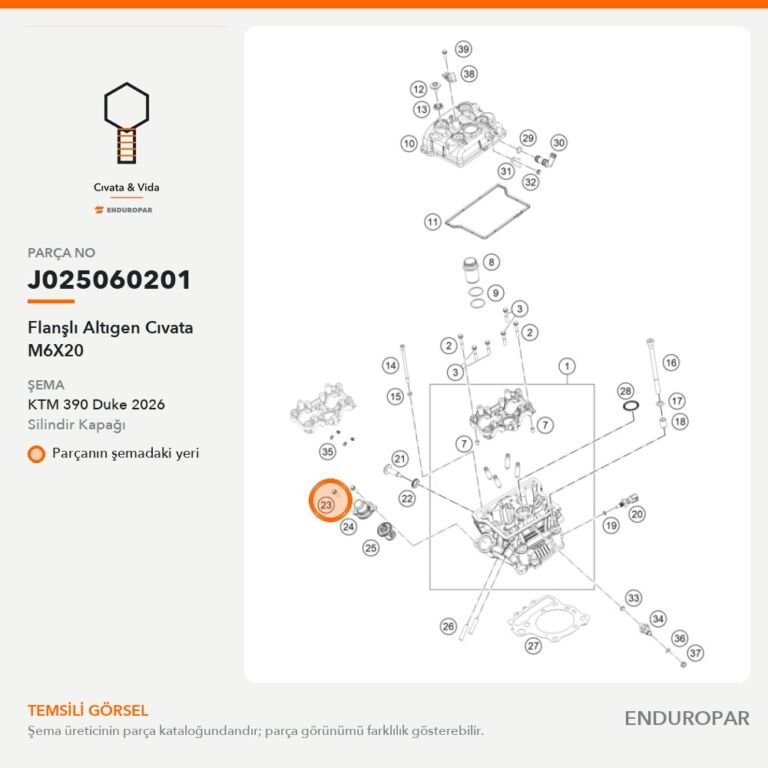 Flanşlı Altıgen Cıvata M6X20 J025060201 parça şeması