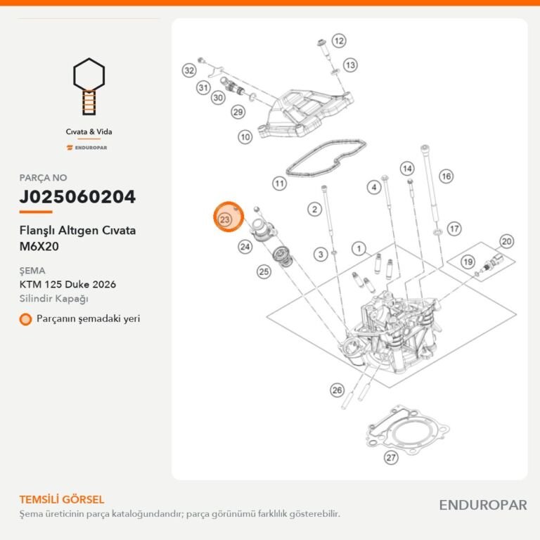 Flanşlı Altıgen Cıvata M6X20 J025060204 parça şeması