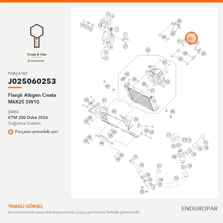 Flanşlı Altıgen Cıvata M6X25 SW10 J025060253 parça şeması