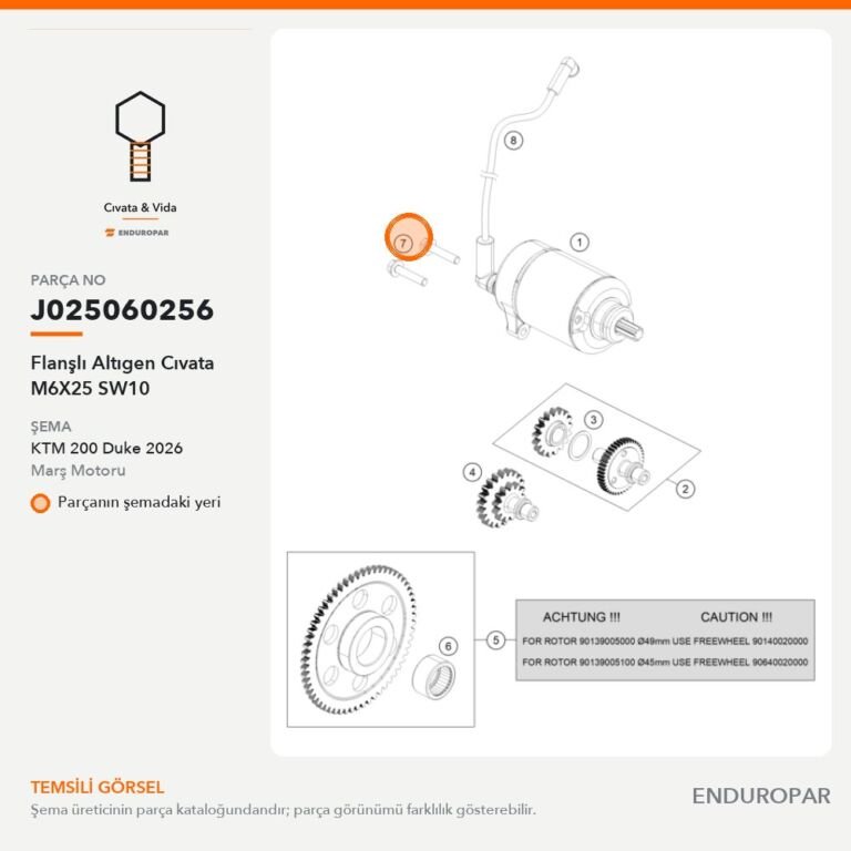 Flanşlı Altıgen Cıvata M6X25 SW10 J025060256 parça şeması
