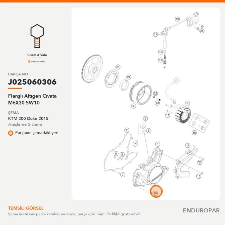 Flanşlı Altıgen Cıvata M6X30 SW10 J025060306 parça şeması
