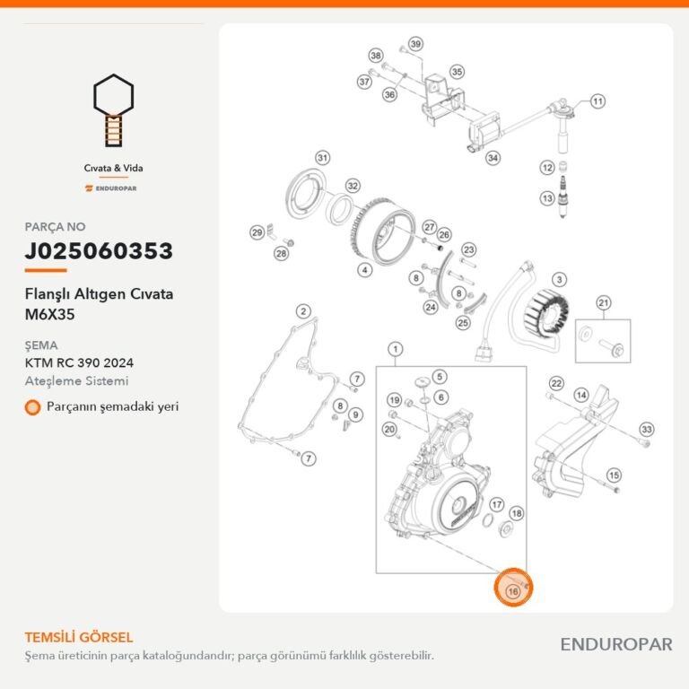 Flanşlı Altıgen Cıvata M6X35 J025060353 parça şeması