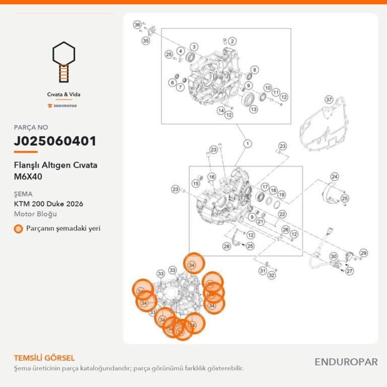 Flanşlı Altıgen Cıvata M6X40 J025060401 parça şeması