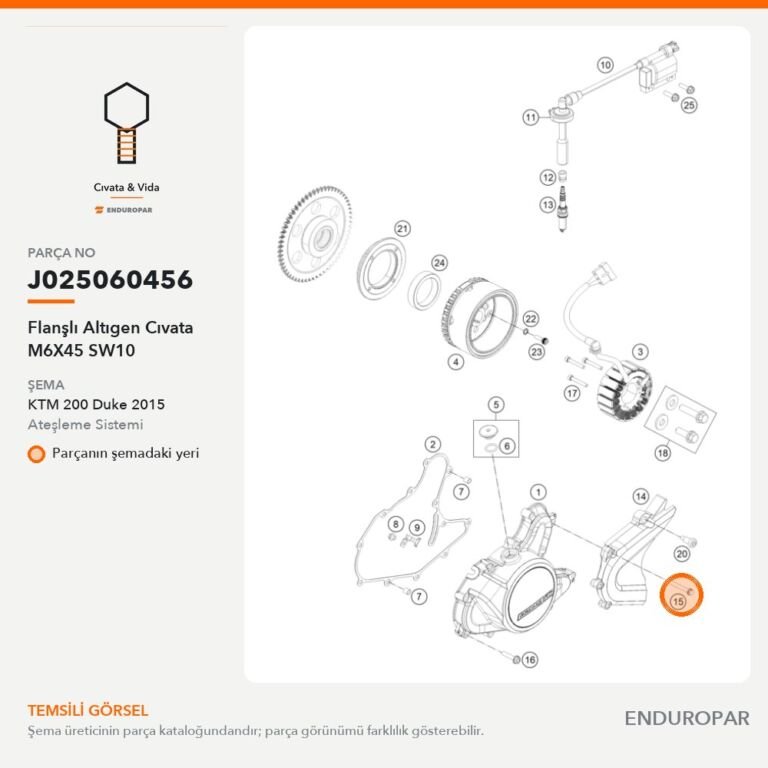 Flanşlı Altıgen Cıvata M6X45 SW10 J025060456 parça şeması