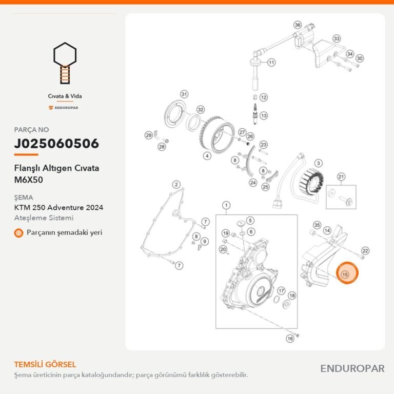 Flanşlı Altıgen Cıvata M6X50 J025060506 parça şeması