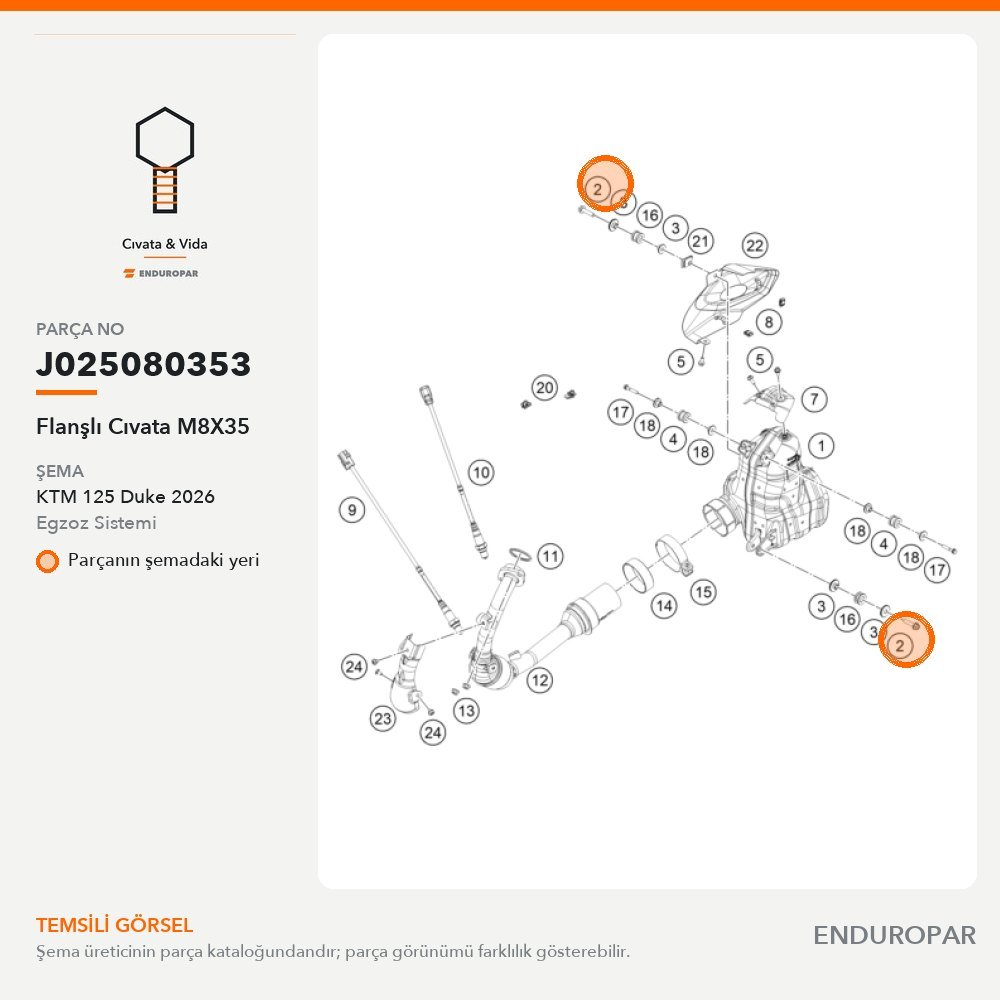 Flanşlı Cıvata M8X35 J025080353 parça şeması