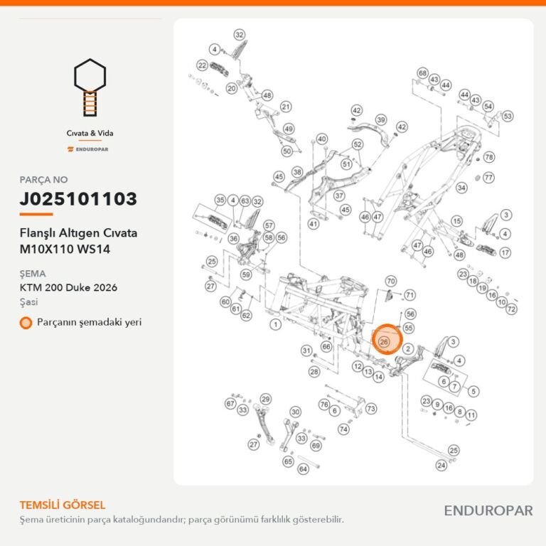 Flanşlı Altıgen Cıvata M10X110 WS14 J025101103 parça şeması