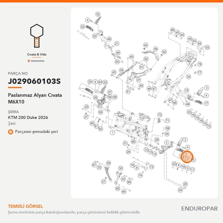 Paslanmaz Alyan Cıvata M6X10 J029060103S parça şeması