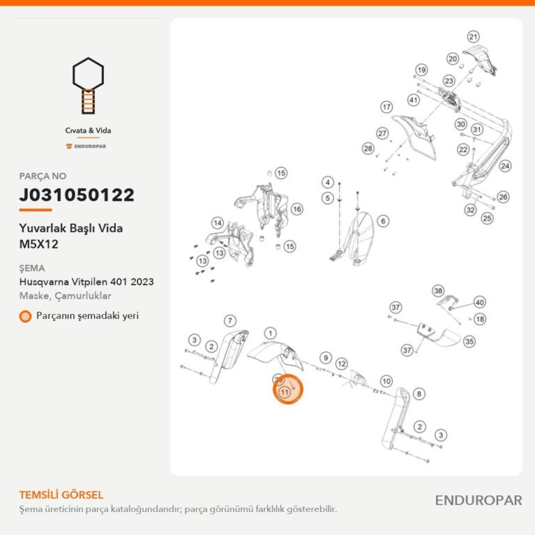 Yuvarlak Başlı Vida M5X12 J031050122 parça şeması