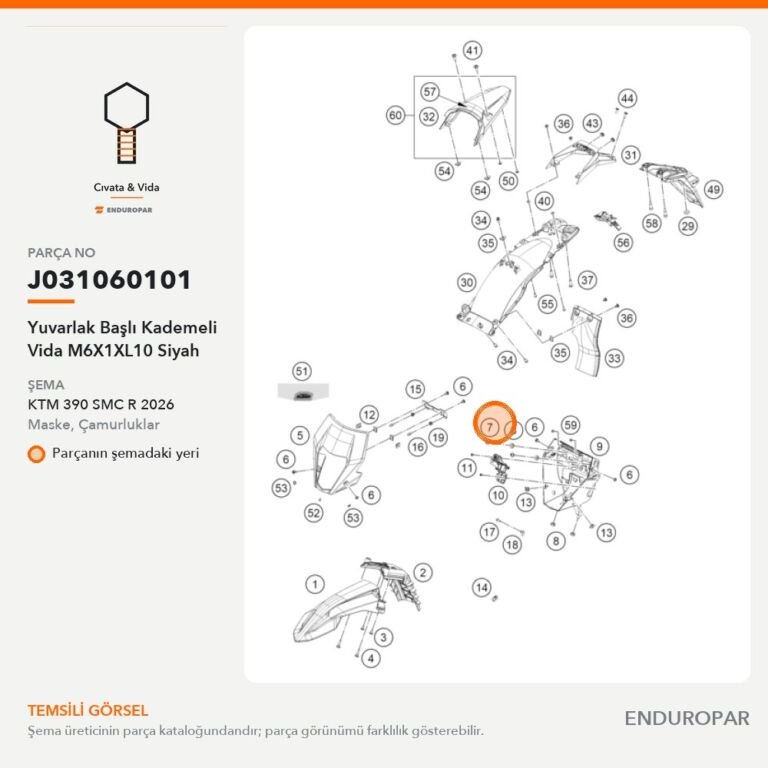 Yuvarlak Başlı Kademeli Vida M6X1XL10 Siyah J031060101 parça şeması