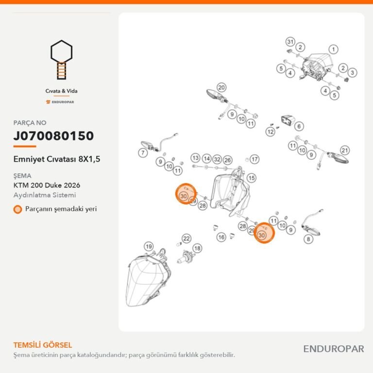Emniyet Cıvatası 8X1,5 J070080150 parça şeması