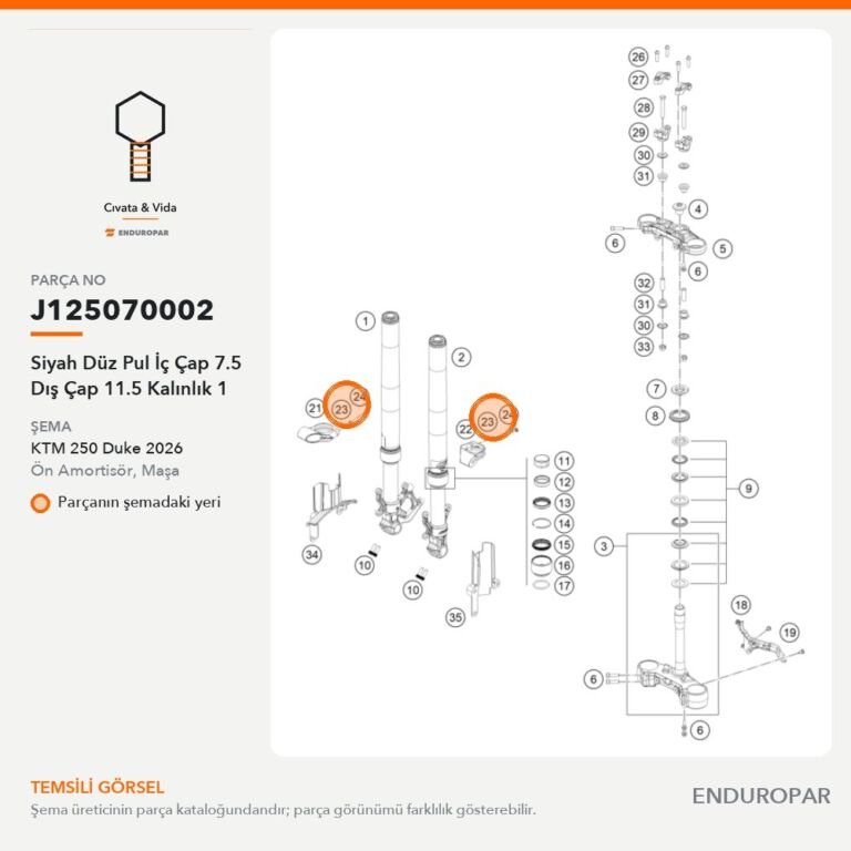 Siyah Düz Pul İç Çap 7.5 Dış Çap 11.5 Kalınlık 1 J125070002 parça şeması