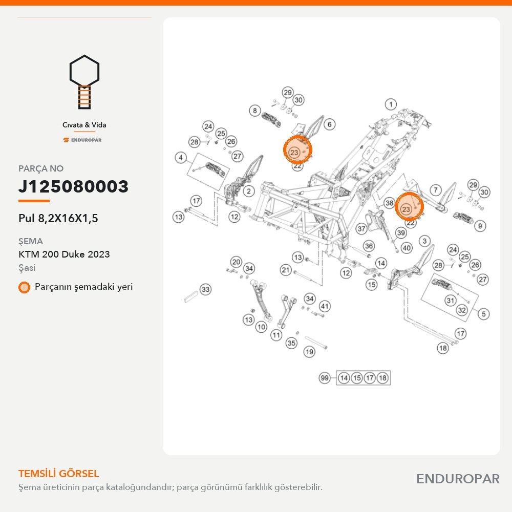 Pul 8,2X16X1,5 J125080003 parça şeması