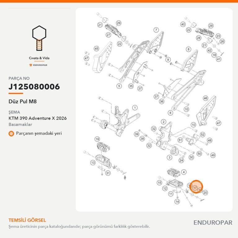 Düz Pul M8 J125080006 parça şeması