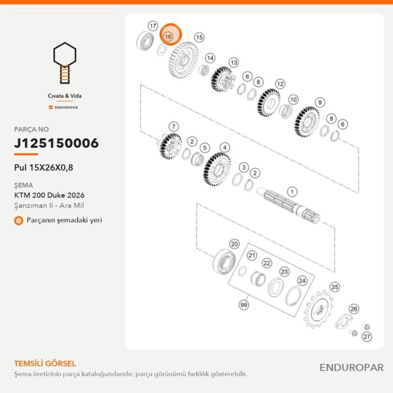 Pul 15X26X0,8 J125150006 parça şeması