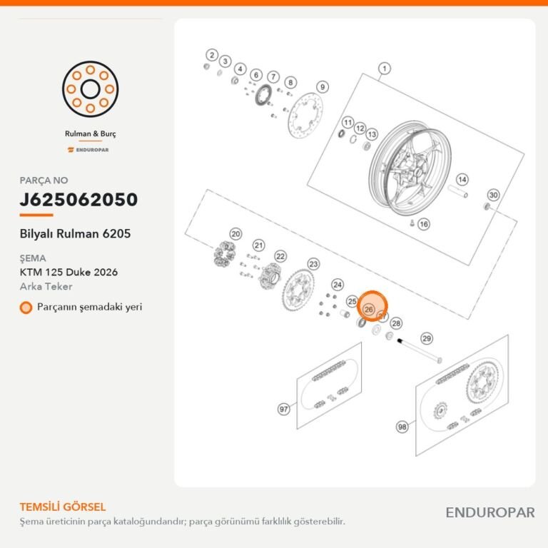 Bilyalı Rulman 6205 J625062050 parça şeması