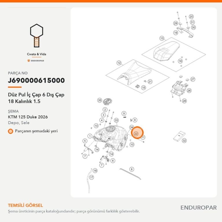 Düz Pul İç Çap 6 Dış Çap 18 Kalınlık 1.5 J690000615000 parça şeması