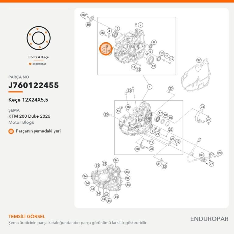 Keçe 12X24X5,5 J760122455 parça şeması