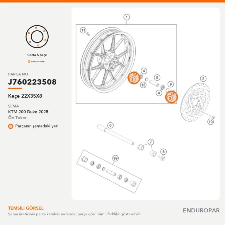 Keçe 22X35X8 J760223508 parça şeması