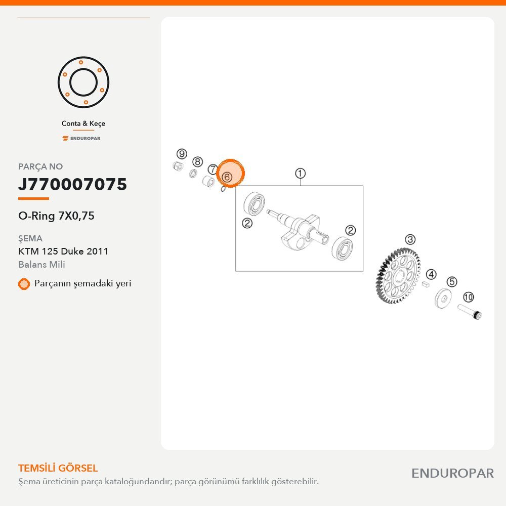 O-Ring 7X0,75 J770007075 parça şeması