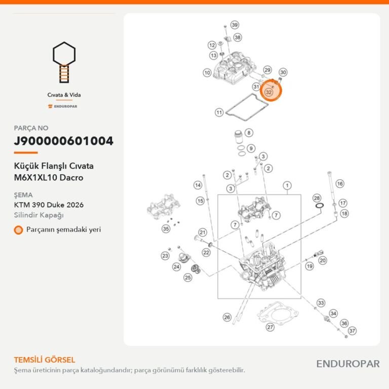Küçük Flanşlı Cıvata M6X1XL10 Dacro J900000601004 parça şeması