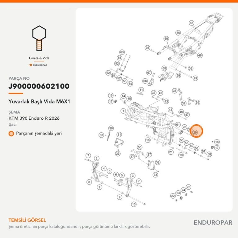 Yuvarlak Başlı Vida M6X1 J900000602100 parça şeması