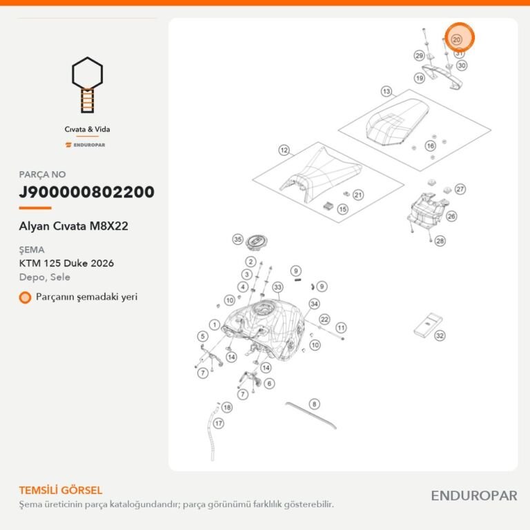 Alyan Cıvata M8X22 J900000802200 parça şeması