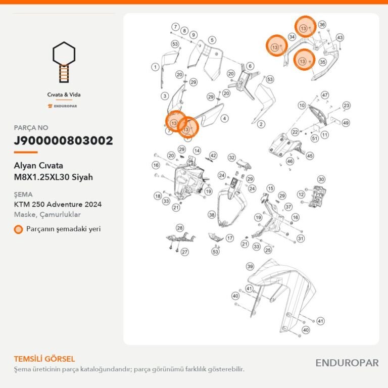 Alyan Cıvata M8X1.25XL30 Siyah J900000803002 parça şeması