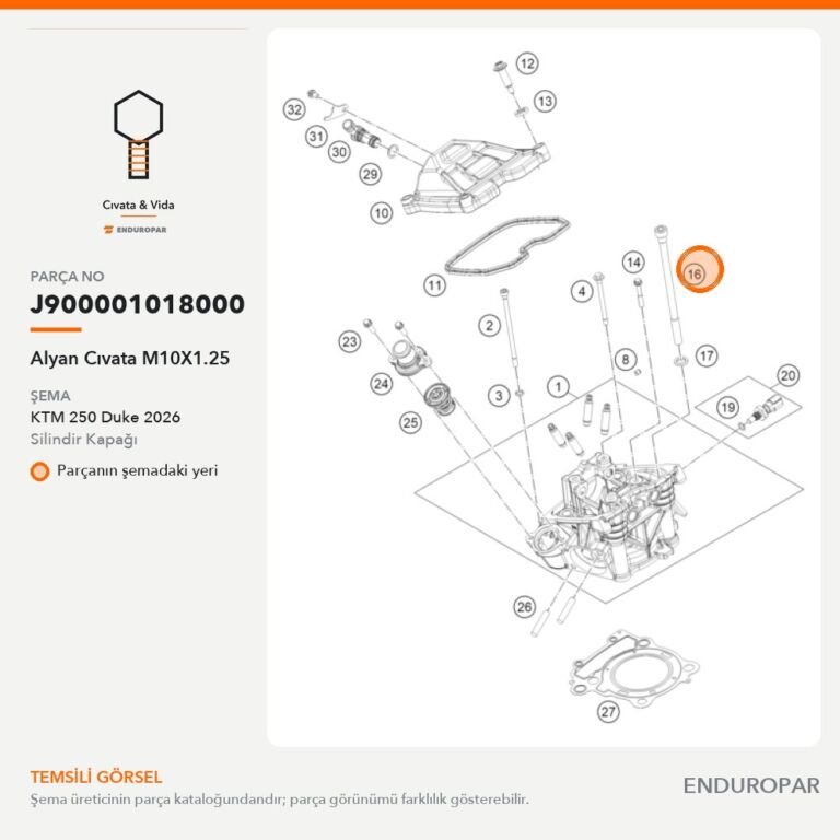Alyan Cıvata M10X1.25 J900001018000 parça şeması