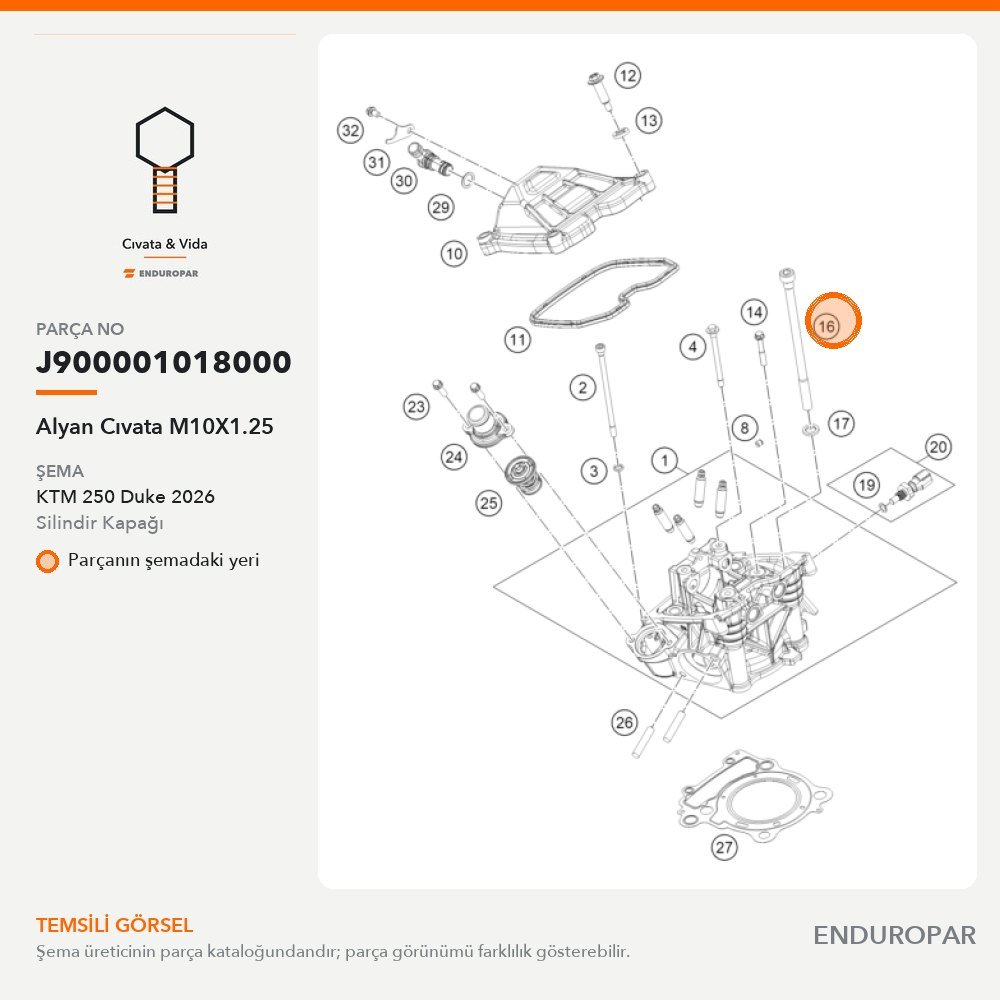 Alyan Cıvata M10X1.25 J900001018000 parça şeması