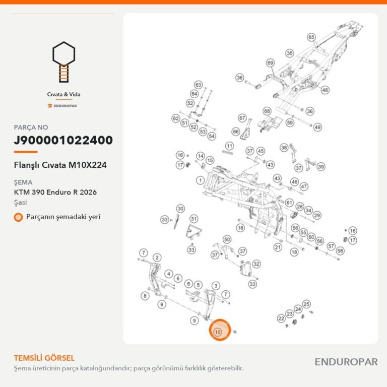 Flanşlı Cıvata M10X224 J900001022400 parça şeması
