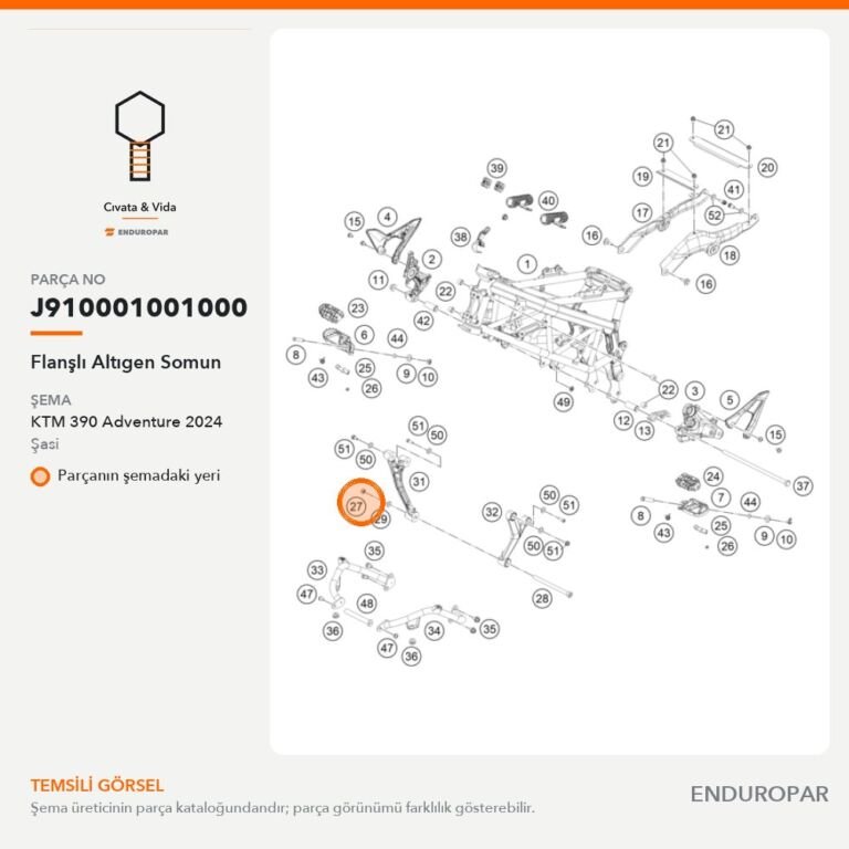 Flanşlı Altıgen Somun J910001001000 parça şeması
