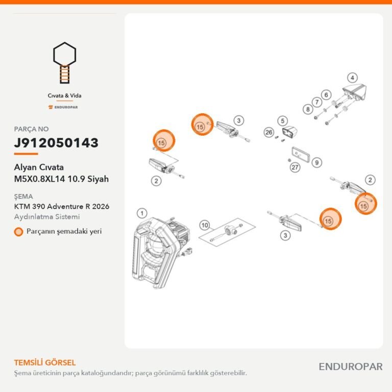 Alyan Cıvata M5X0.8XL14 10.9 Siyah J912050143 parça şeması