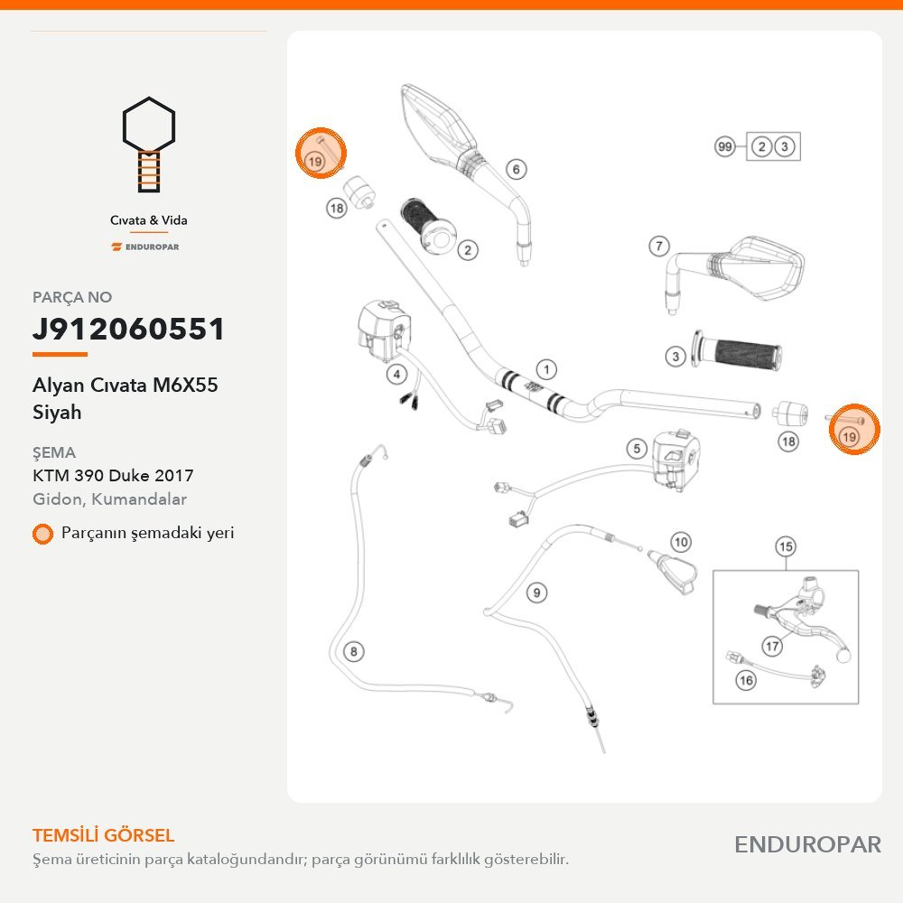 Alyan Cıvata M6X55 Siyah J912060551 parça şeması