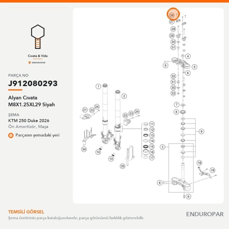 Alyan Cıvata M8X1.25XL29 Siyah J912080293 parça şeması