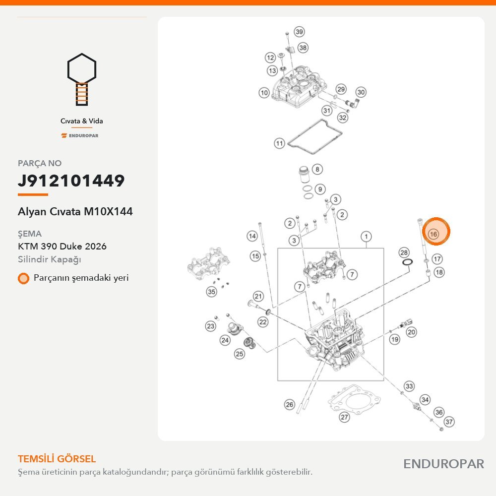 Alyan Cıvata M10X144 J912101449 parça şeması