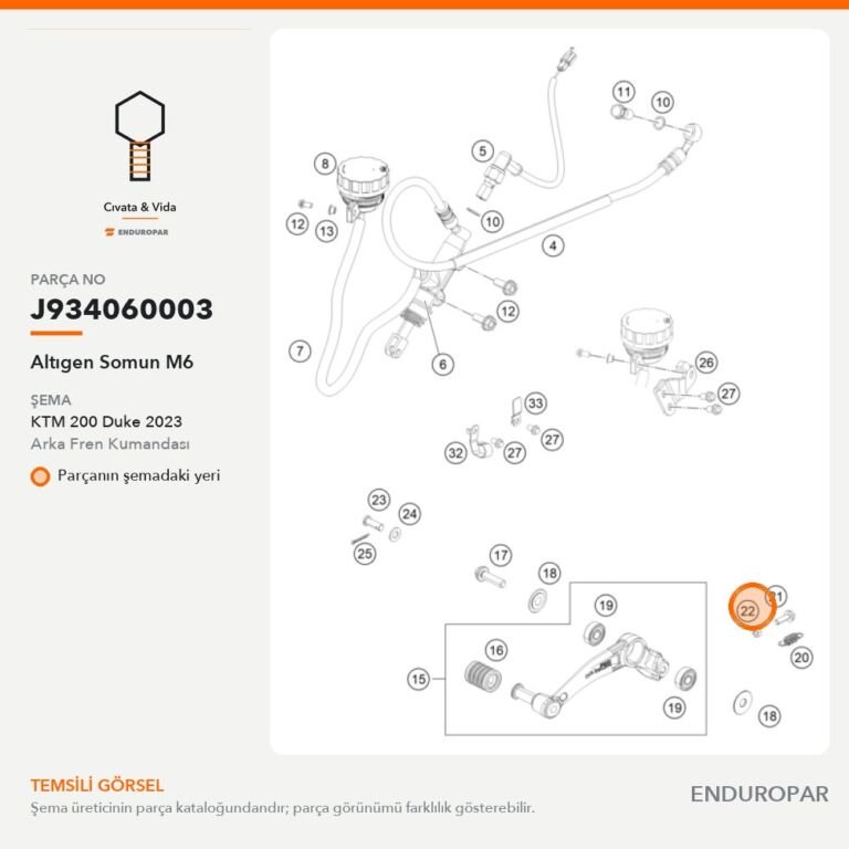 Altıgen Somun M6 J934060003 parça şeması