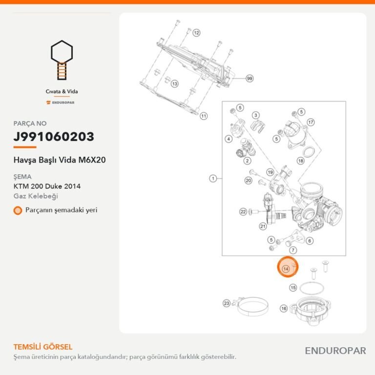 Havşa Başlı Vida M6X20 J991060203 parça şeması